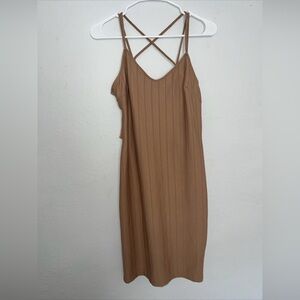 Body con mid length tan dress size medium